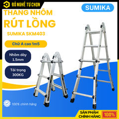 Thang Nhôm Trượt Chữ A Sumika SKM403 – Nhỏ Gọn, Linh Hoạt, An Toàn Tuyệt Đối - Hàng Chính Hãng, Có VAT