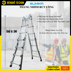 Thang Nhôm Chữ A Mở Rộng Sumika SKM404 – Đa Năng, An Toàn, Tiện Lợi Cho Mọi Công Việc Trên Cao – Hàng Chính Hãng, Có VAT