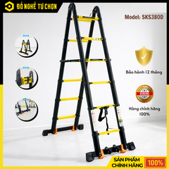 Thang Nhôm Rút Đôi Sumika SKS380D Sơn Tĩnh Điện 1m9 – Gọn Gàng, Linh Hoạt, An Toàn Khi Làm Việc | Hàng Chính Hãng, Có VAT
