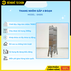 Thang Nhôm Gấp Đa Năng 4 Đoạn Sumika SK605 Cao 5.8m Gấp Đa Năng | Hàng Chính Hãng, Có VAT
