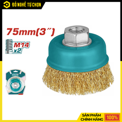 Chén Cước Thau Thẳng 75mm Total TAC31031.2 – Đánh Gỉ Nhanh, Làm Sạch Kim Loại Hiệu Quả | Hàng Chính Hãng, Có VAT