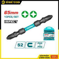 Bộ Mũi Bắt Vít 2 Đầu Có Từ PH2x65mm Total TACIM16PH233 Thao Tác Chính Xác Hít Vít Tốt – Hàng Chính Hãng, Có VAT