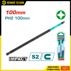 Mũi Bắt Vít PH2x100mm Total S2 Nam Châm TACIM71PH2100 | Hàng Chính Hãng, Có VAT