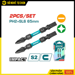 Bộ Mũi Vít Bake & Dẹp PH2xSL6 65mm Total TACIM72HL665 – Nam Châm Hít Mạnh, Chịu Lực Tốt, Bắt Vít Chính Xác | Hàng Chính Hãng, Có VAT