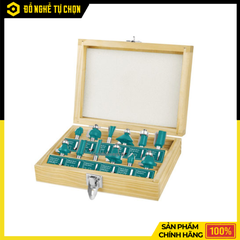 Bộ 12 Mũi Phay Gỗ Total TACSR0104121 Chuôi 1/4 Inch (6.35mm), Đa Dạng Biên Dạng Cắt, Chuyên Dụng Cho Thợ Mộc | Hàng Chính Hãng, Có VAT