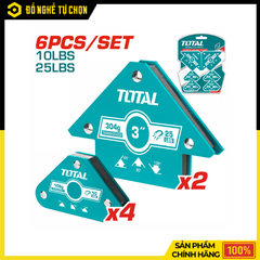 Bộ 6 Ke Nam Châm Hàn Total TAMWH6002 – Mini & 3 Inch, Giữ Góc Chuẩn | Hàng Chính Hãng, Có VAT