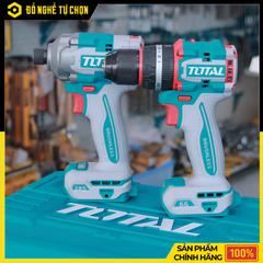 Bộ Combo Máy Khoan Búa & Máy Siết Vít Không Chổi Than Dùng Pin 20V Total TCKLI20277 – TIDLI206681 + TIRLI20281 – 2 Pin 2Ah & Sạc Nhanh – Hàng Chính Hãng Có VAT