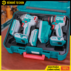 Bộ Combo Máy Khoan Búa & Máy Siết Vít Không Chổi Than Dùng Pin 20V Total TCKLI20277 – TIDLI206681 + TIRLI20281 – 2 Pin 2Ah & Sạc Nhanh – Hàng Chính Hãng Có VAT
