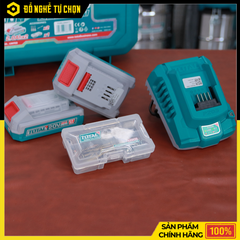 Bộ Combo Máy Khoan Búa & Máy Siết Vít Không Chổi Than Dùng Pin 20V Total TCKLI20277 – TIDLI206681 + TIRLI20281 – 2 Pin 2Ah & Sạc Nhanh – Hàng Chính Hãng Có VAT