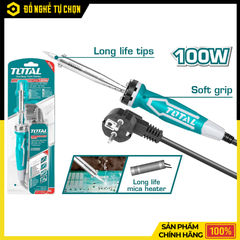 Mỏ Hàn Chì 100W Total TET10006 – Làm Nóng Nhanh 3–5 Phút – Tay Cầm Cách Nhiệt – Hàng Chính Hãng Có VAT