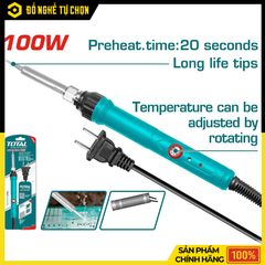 Mỏ Hàn Chì 100W Total TET1100831 – Làm Nóng Siêu Nhanh 20 Giây – Tay Cầm Cách Nhiệt – Hàng Chính Hãng Có VAT