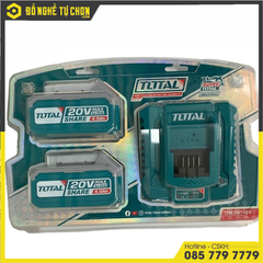 Bộ 2 pin TFBLI2002 và 1 sạc TFCLI20411E dùng pin  Lithium-Ion 20V hiệu Total TFBCPK1424