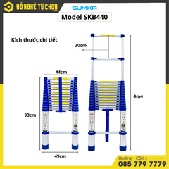 Thang Đơn Rút Nhôm Sumika SKB440 – Đai Xanh, Chiều Cao 4.4m | Gọn Nhẹ, Bền Chắc, Chuẩn An Toàn Châu Âu | Hàng Chính Hãng, có VAT