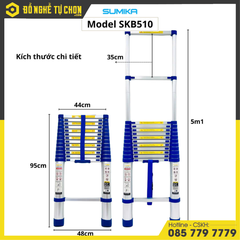 Thang nhôm rút Sumika SKB510, đai xanh, chiều cao 5.1m