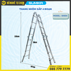 Thang Nhôm Gấp Đa Năng 4 Đoạn - 16 Bậc Sumika SK604