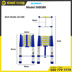 Thang rút nhôm Sumika SKB380, đai xanh, chiều cao 3.8m