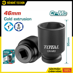 Đầu Tuýp Đen Lục Giác 1 Inch 46mm Total THHISD0146L Chịu Lực Cao, Chuyên Dùng Cho Súng Xiết Bulong | Hàng Chính Hãng, Có VAT