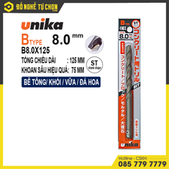 Mũi khoan bê tông UNIKA B8.0x125 – Khoan khỏe, chính xác, bền bỉ theo thời gian - Hàng Chính Hãng, có VAT