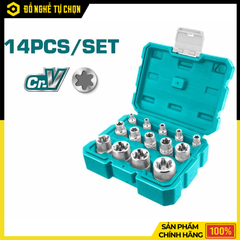 Bộ 14 đầu tuýp loại E Total THKTETS0114 – Thép CR-V – 1/4”, 3/8”, 1/2” – Hàng Chính Hãng Có VAT