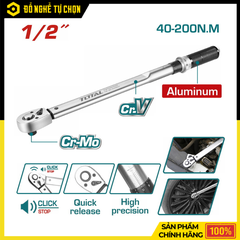 Cần Siết Lực 1/2 Inch Total THPTW200N2 Dải Lực 40-200Nm Chính Xác Cao – Hàng Chính Hãng, Có VAT