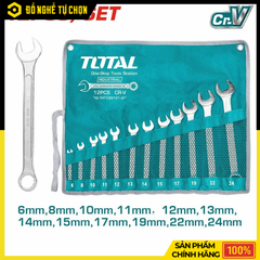 Bộ cờ lê vòng miệng Total THT1022121 – 12 món (6–24mm) – Hàng chính hãng có VAT