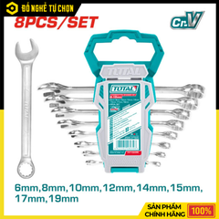 Bộ Cờ Lê Vòng Miệng 8 Chi Tiết Total THT102286-I (6–19mm) – Đầy Đủ Size Thông Dụng, Bền Bỉ, Dễ Sử Dụng | Hàng Chính Hãng, Có VAT