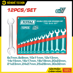 Bộ Cờ Lê Hai Đầu Miệng Total THT1023121 12 Chi Tiết 6-32mm, Thép Cr-V Bền Bỉ, Đa Năng Cho Thợ Cơ Khí | Hàng Chính Hãng, Có VAT