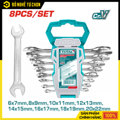 Bộ Cờ Lê 2 Đầu Miệng 8 Chi Tiết Total THT102386 (6–22mm) – Đầy Đủ Kích Thước, Chắc Chắn, Dễ Sử Dụng | Hàng Chính Hãng, Có VAT