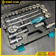Bộ Tuýp 25 Chi Tiết Total THT121251 1/2 Inch Thép Cr-V Cao Cấp, Đầy Đủ Phụ Kiện Cho Thợ Chuyên Nghiệp | Hàng Chính Hãng, Có VAT