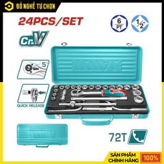 Bộ 24 đầu tuýp ( 1/2 inch ) và cần 2 chiều hiệu Total THT141253