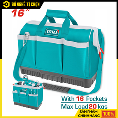 Túi Đựng Công Cụ Total THT16162 16 Inch Chống Thấm, Nhiều Ngăn Tiện Lợi Cho Thợ Chuyên Nghiệp | Hàng Chính Hãng, Có VAT