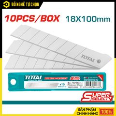 Bộ 10 Lưỡi Dao Rọc Giấy 18x100mm Total THT519112 – Sắc Bén, Thép Hợp Kim Cứng, Cắt Ngọt Chính Xác | Hàng Chính Hãng, Có VAT