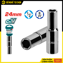 Đầu Tuýp Lục Giác 1/2 Inch x 24mm Total THTST12243L Thép Cr-V Siêu Bền, Chịu Lực Cao Cho Công Việc Cơ Khí | Hàng Chính Hãng, Có VAT