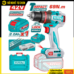 Máy khoan búa không chổi than dùng pin 42V Total TIDLI426981