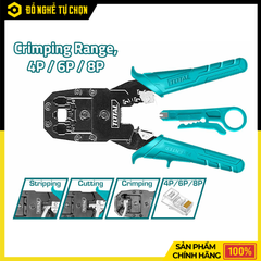 Kìm Bấm Mạng Đa Năng Total TMPC4468P 3 Trong 1 – Bấm RJ11/RJ45 Chính Xác, Thi Công Nhanh Chóng | Hàng Chính Hãng, Có VAT