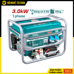 MÁY PHÁT ĐIỆN DÙNG XĂNG TOTAL 3KW TP130005-1 (CÓ ĐỀ ) -  MẠNH MẼ, ỔN ĐỊNH, TIẾT KIỆM NHIÊN LIỆU