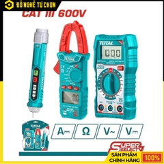 Bộ Dụng Cụ Đo Điện 3 Món TOTAL TMT43028 – Vạn Năng Kế + Kềm Đo Dòng + Bút Thử Điện – Chính Hãng Có VAT