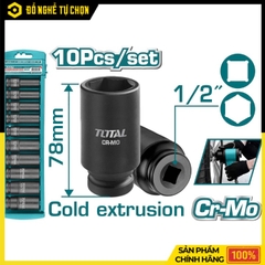 Bộ 10 Đầu Tuýp Dài 1/2 Inch Total THKISD12102L Thép CR-MO Cao Cấp, Chịu Lực Mạnh, Chuyên Dụng Cho Gara & Cơ Khí | Hàng Chính Hãng, Có VAT