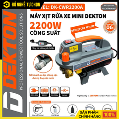 Máy Rửa Xe Dekton DK-CWR2200A – 2200W – Điều Chỉnh Áp Lực – Motor Từ Lõi Đồng – Chính Hãng Có VAT
