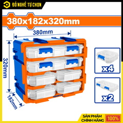 Bộ Tủ Đựng Linh Kiện Wadfow WTB8346 Gồm 6 Hộp Chia Ngăn, Sắp Xếp Phụ Kiện Gọn Gàng, Tiện Lợi Cho Xưởng Và Gia Đình | Hàng Chính Hãng, Có VAT