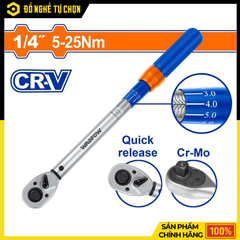 Cần Siết Lực 1/4 Inch Wadfow WWQ1D14 Dải Lực 5-25Nm Chính Xác Cao, Chuyên Dụng Cho Cơ Khí & Bảo Trì | Hàng Chính Hãng, Có VAT