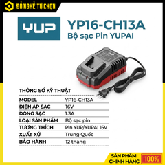 Sạc Pin 16V YUPAI YP16-CH13A – Sạc Nhanh 1.3A, An Toàn, Tương Thích Pin YUP 16V | Hàng Chính Hãng, Có VAT