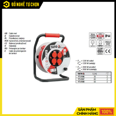 Ổ Cắm Quay Tay Kiểu Rulo Yato YT-8108 Dây 50m Công Suất 16A, Chống Quá Tải, Chuẩn IP44 | Hàng Chính Hãng, Có VAT