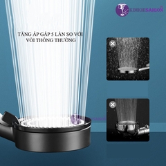Vòi Sen Tăng Áp 5 Chế Độ, Tiết Kiệm Nước Màu Đen Sang Trọng, Tia Nước Nhỏ Áp Lực Cao VOI-01