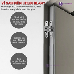Bản Lề Chữ Thập Inox, Bản Lề Âm Tủ Gắn Cánh Cửa Tủ Nội Thất BL-04