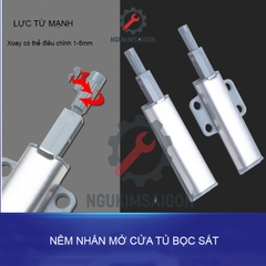 Dụng Cụ Nhấn Mở Hít Cánh Tủ Nam Châm Inox, Chốt Nút Hít Nam Châm Nhấn Nhả Mở Cửa Tủ, Chốt Nhấn Mở Cánh Tủ KHOA-11
