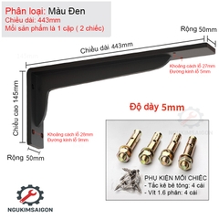 (Bộ 2 Cái) Giá Đỡ Gắn Tường, Kệ Gắn Tường Chịu Tải Lớn, Ke chữ L  PGT-02
