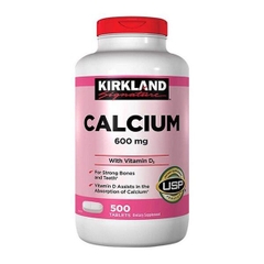 Viên Uống Kirkland Calcium 600 mg, D3 Bổ Sung Canxi Chắc Khỏe Xương (500V/Hộp) - USA