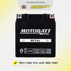 Bình Ắc Quy Xe Máy Khô Cọc Chì Motobatt Standard MF5AL 12V 5Ah Màu Đen