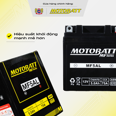 Bình Ắc Quy Xe Máy Khô Cọc Chì Motobatt Standard MF5AL 12V 5Ah Màu Đen